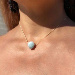 Natural Aquamarine Nude Hypoallergenic Necklace